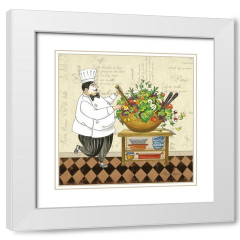 Chef Salad White Modern Wood Framed Art Print with Double Matting by Gladding, Pamela