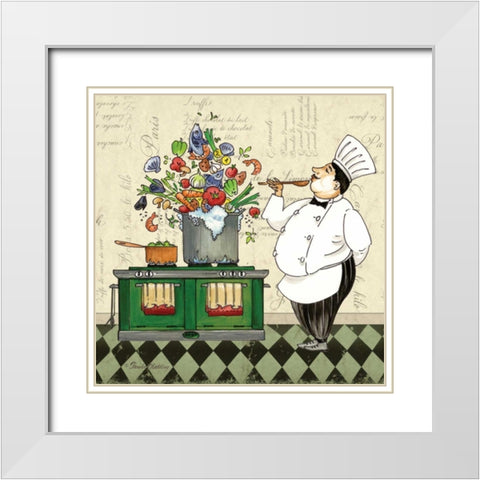 Chef Soup White Modern Wood Framed Art Print with Double Matting by Gladding, Pamela