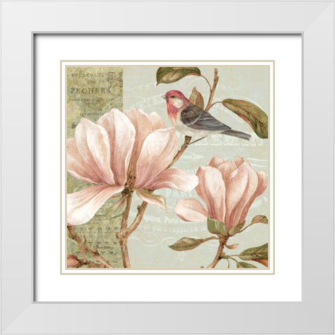 Magnolia Collage I White Modern Wood Framed Art Print with Double Matting by Gladding, Pamela