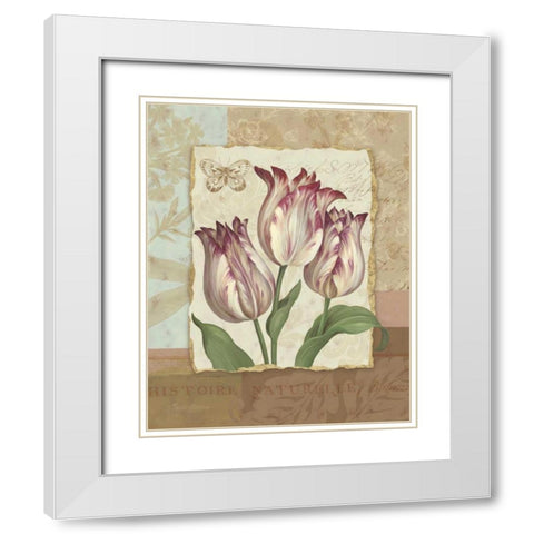 Flower Trio I White Modern Wood Framed Art Print with Double Matting by Gladding, Pamela