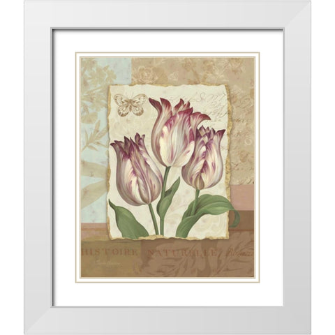 Flower Trio I White Modern Wood Framed Art Print with Double Matting by Gladding, Pamela