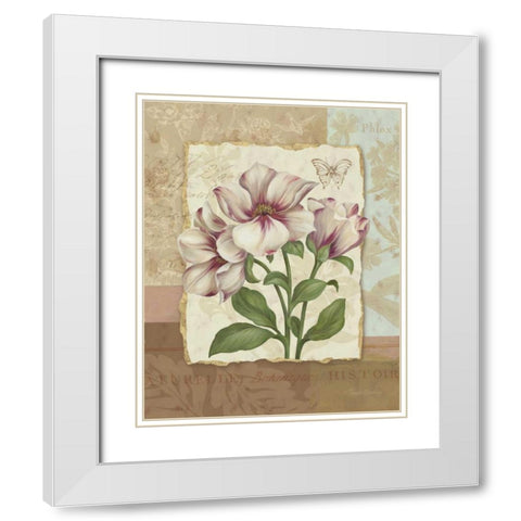 Flower Trio II White Modern Wood Framed Art Print with Double Matting by Gladding, Pamela