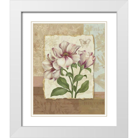 Flower Trio II White Modern Wood Framed Art Print with Double Matting by Gladding, Pamela