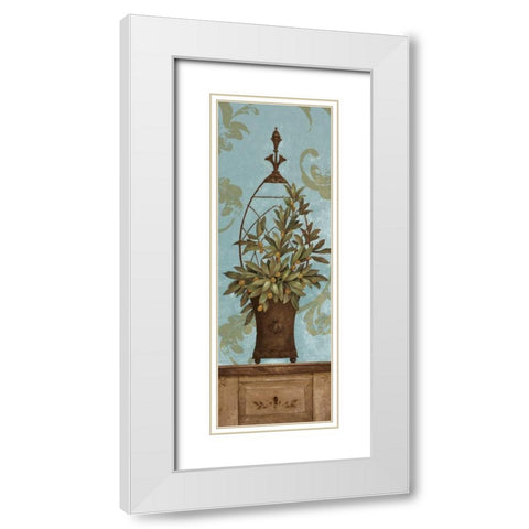 Blue Olive Topiary II White Modern Wood Framed Art Print with Double Matting by Gladding, Pamela