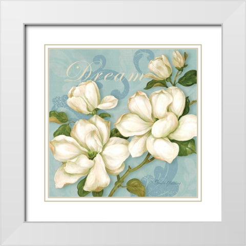 Inspiration Magnolias White Modern Wood Framed Art Print with Double Matting by Gladding, Pamela