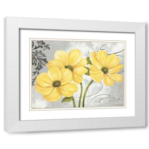 Colori Yellow I White Modern Wood Framed Art Print with Double Matting by Gladding, Pamela