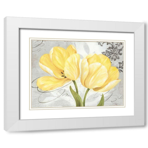Colori Yellow II White Modern Wood Framed Art Print with Double Matting by Gladding, Pamela