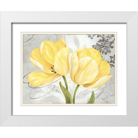 Colori Yellow II White Modern Wood Framed Art Print with Double Matting by Gladding, Pamela