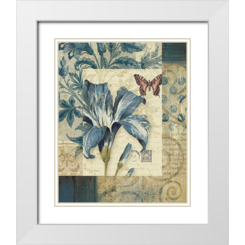 Blue Moods Lily White Modern Wood Framed Art Print with Double Matting by Gladding, Pamela