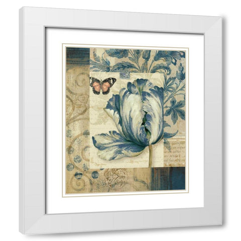 Blue Moods Tulip White Modern Wood Framed Art Print with Double Matting by Gladding, Pamela