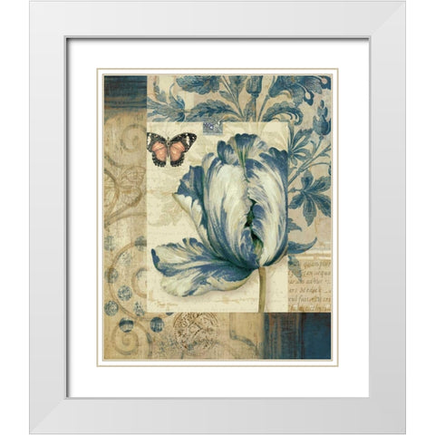 Blue Moods Tulip White Modern Wood Framed Art Print with Double Matting by Gladding, Pamela