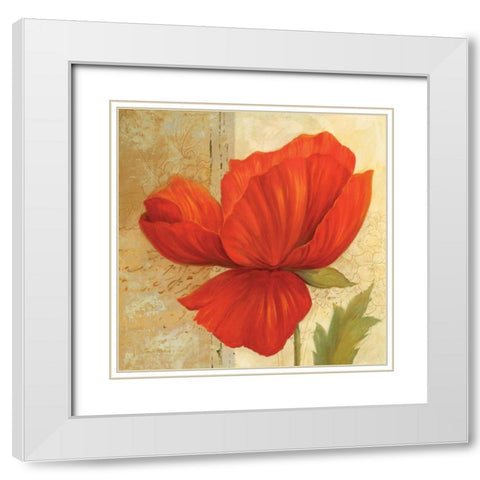 Papaver I White Modern Wood Framed Art Print with Double Matting by Gladding, Pamela