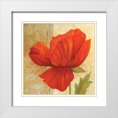 Papaver I White Modern Wood Framed Art Print with Double Matting by Gladding, Pamela