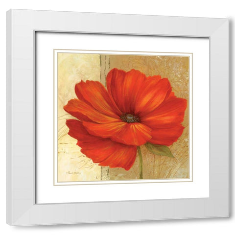 Papaver II White Modern Wood Framed Art Print with Double Matting by Gladding, Pamela