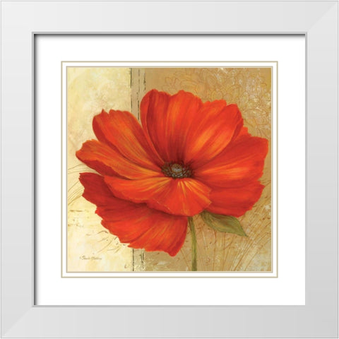 Papaver II White Modern Wood Framed Art Print with Double Matting by Gladding, Pamela
