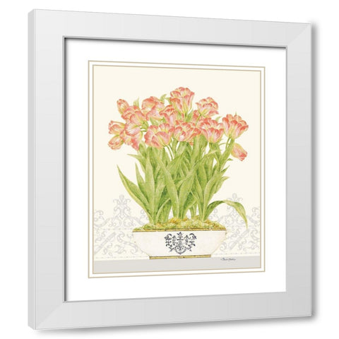 Imperial Tulips White Modern Wood Framed Art Print with Double Matting by Gladding, Pamela