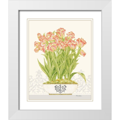 Imperial Tulips White Modern Wood Framed Art Print with Double Matting by Gladding, Pamela