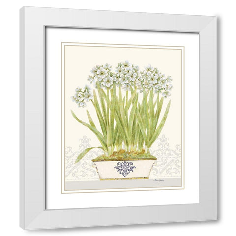 Imperial Narcissus White Modern Wood Framed Art Print with Double Matting by Gladding, Pamela