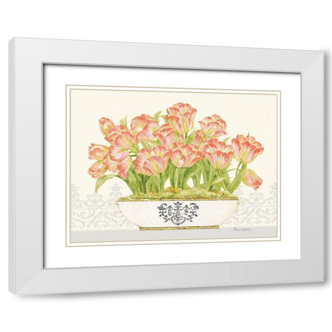 Imperial Tulips Horizontal White Modern Wood Framed Art Print with Double Matting by Gladding, Pamela