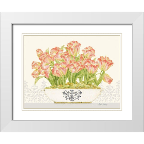 Imperial Tulips Horizontal White Modern Wood Framed Art Print with Double Matting by Gladding, Pamela