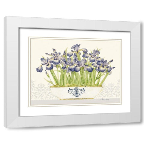 Imperial Irises Horizontal White Modern Wood Framed Art Print with Double Matting by Gladding, Pamela