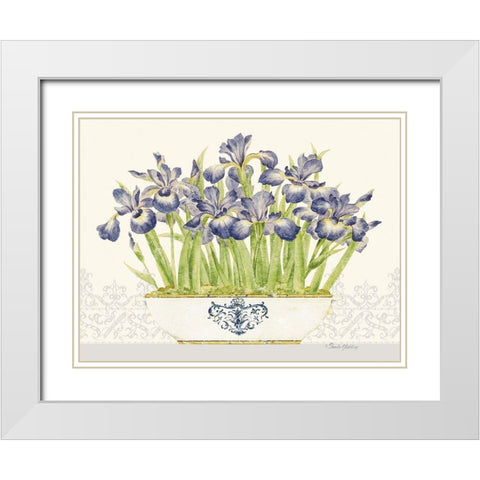 Imperial Irises Horizontal White Modern Wood Framed Art Print with Double Matting by Gladding, Pamela
