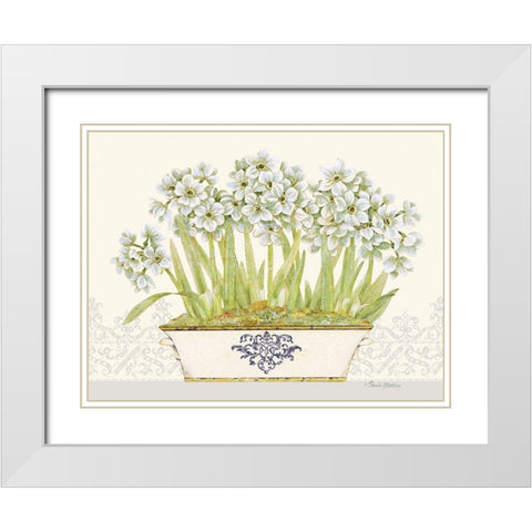 Imperial Narcissus Horizontal White Modern Wood Framed Art Print with Double Matting by Gladding, Pamela