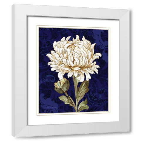 Damask Chrysanthemum White Modern Wood Framed Art Print with Double Matting by Gladding, Pamela