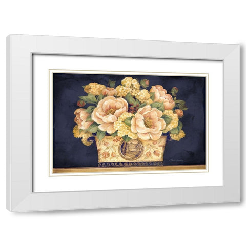 Peony Tapestry I White Modern Wood Framed Art Print with Double Matting by Gladding, Pamela