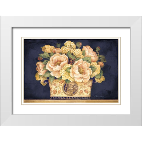 Peony Tapestry I White Modern Wood Framed Art Print with Double Matting by Gladding, Pamela