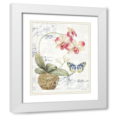 Orchid I White Modern Wood Framed Art Print with Double Matting by Gladding, Pamela