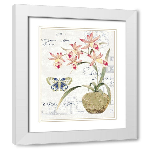 Orchid II White Modern Wood Framed Art Print with Double Matting by Gladding, Pamela