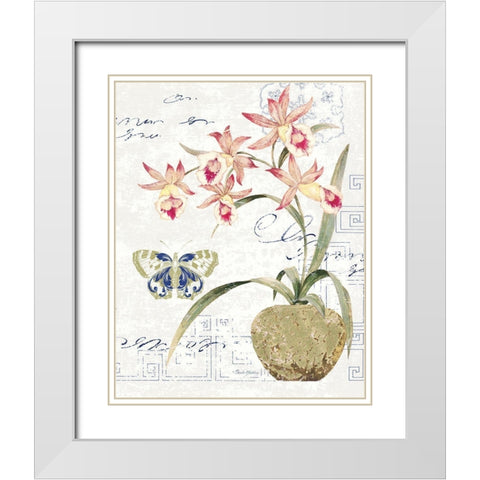 Orchid II White Modern Wood Framed Art Print with Double Matting by Gladding, Pamela