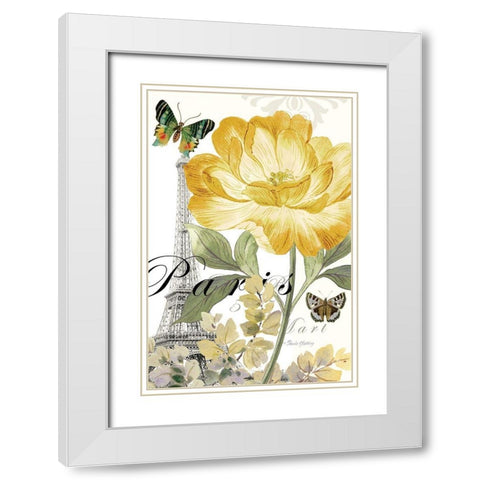 Paris Peony White Modern Wood Framed Art Print with Double Matting by Gladding, Pamela