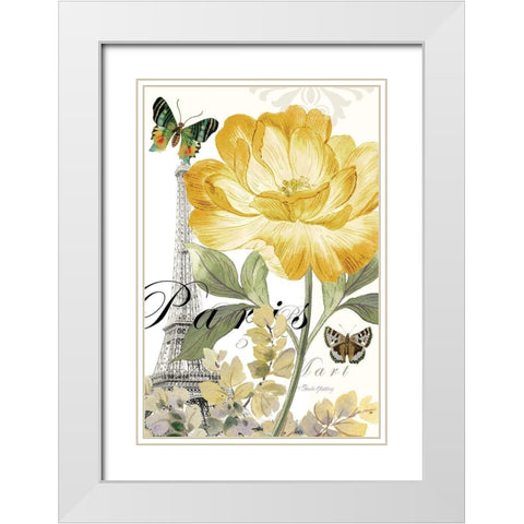 Paris Peony White Modern Wood Framed Art Print with Double Matting by Gladding, Pamela