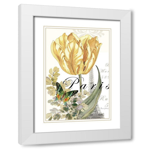 Paris Tulip White Modern Wood Framed Art Print with Double Matting by Gladding, Pamela