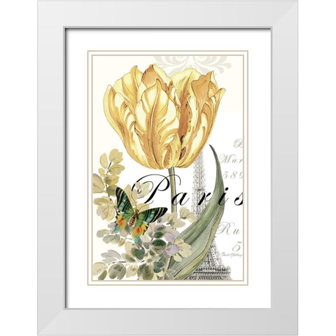 Paris Tulip White Modern Wood Framed Art Print with Double Matting by Gladding, Pamela