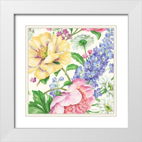 Garden Bouquet I White Modern Wood Framed Art Print with Double Matting by Gladding, Pamela