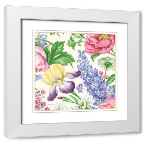 Garden Bouquet II White Modern Wood Framed Art Print with Double Matting by Gladding, Pamela