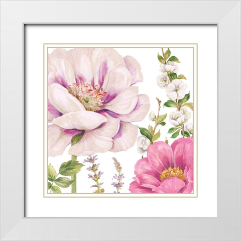 Garden Of Flowers I White Modern Wood Framed Art Print with Double Matting by Gladding, Pamela