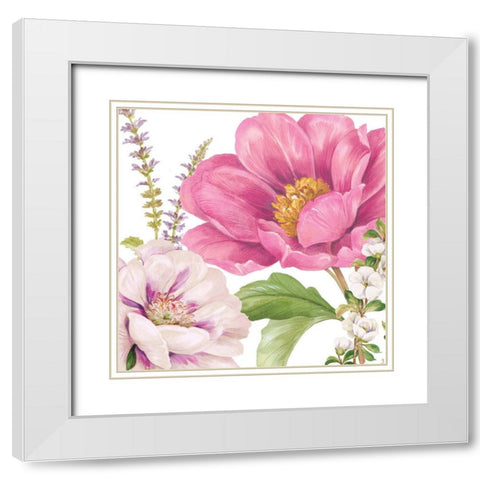 Garden Of Flowers II White Modern Wood Framed Art Print with Double Matting by Gladding, Pamela