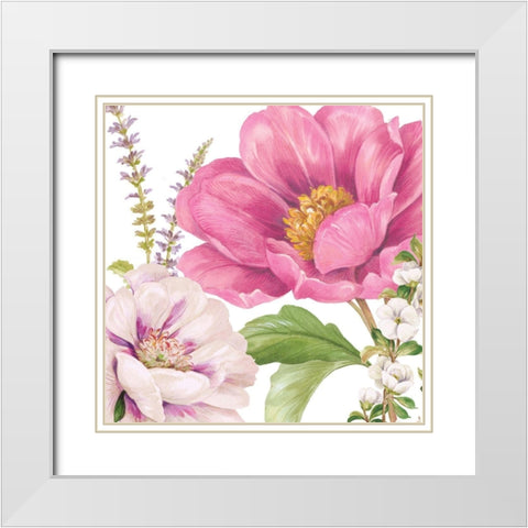 Garden Of Flowers II White Modern Wood Framed Art Print with Double Matting by Gladding, Pamela