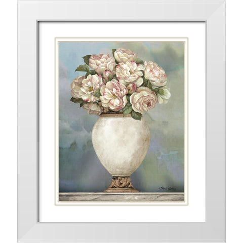 Floral Urn I White Modern Wood Framed Art Print with Double Matting by Gladding, Pamela