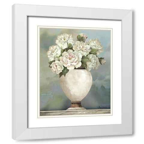 Floral Urn II White Modern Wood Framed Art Print with Double Matting by Gladding, Pamela
