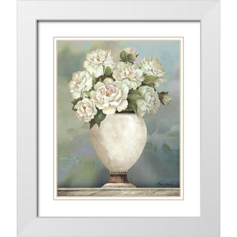 Floral Urn II White Modern Wood Framed Art Print with Double Matting by Gladding, Pamela
