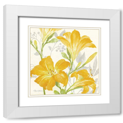 Day Lily Garden I White Modern Wood Framed Art Print with Double Matting by Gladding, Pamela