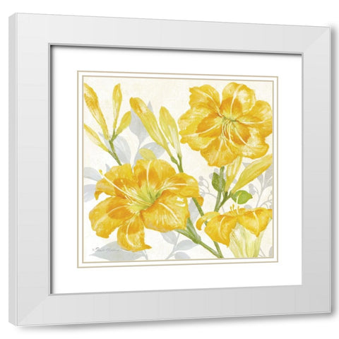 Day Lily Garden II White Modern Wood Framed Art Print with Double Matting by Gladding, Pamela