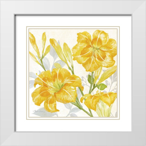 Day Lily Garden II White Modern Wood Framed Art Print with Double Matting by Gladding, Pamela