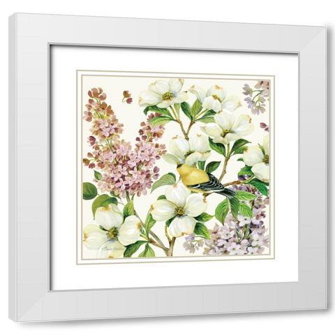 Dogwood And Lilac II White Modern Wood Framed Art Print with Double Matting by Gladding, Pamela
