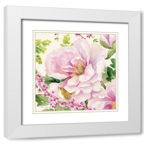Hoh Peony II White Modern Wood Framed Art Print with Double Matting by Gladding, Pamela